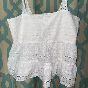 White lacy crop tank